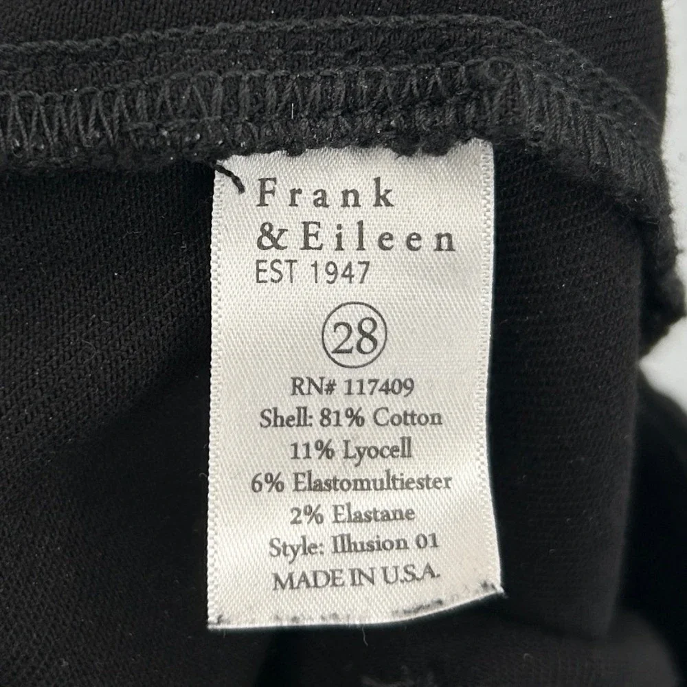 Frank & Eileen Derry Illusion Pull-On Jean Straight Leg Raw Hem Black Denim 28